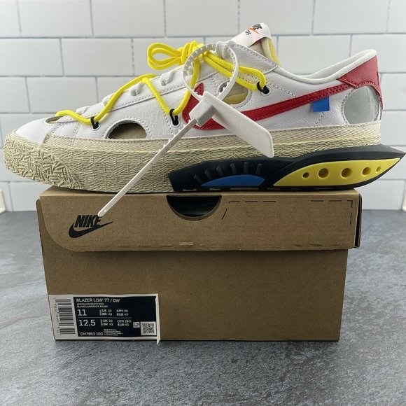 Nike Off White Blazer Low 77 Size 11 Mens White University Red OW Collaboration - Picture 12 of 12